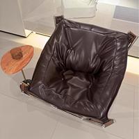 Nouveau design moderne simple de haute qualité en cuir forme de nid d'oiseau chaise de salon en bois en acier inoxydable chaise de loisirs