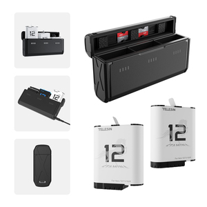 Boîte de charge à 3 emplacements Telesin de format poche avec 2 batteries Stamina pour <span class=keywords><strong>Go</strong></span> <span class=keywords><strong>Pro</strong></span> <span class=keywords><strong>Hero9</strong></span>/10/11/12 -- Batterie <span class=keywords><strong>Go</strong></span> <span class=keywords><strong>Pro</strong></span> - Product Image 6