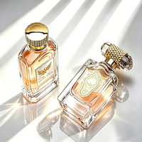 Botol Parfum Kaca Persegi 100ml Mewah dengan Alas Berat, Sampel Gratis, Tutup Kristal Frost, Kemasan Parfum Kaca Flint Premium