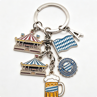Porte-clés vintage en alliage de zinc avec breloques drapeau et carrousel, souvenir de Munich