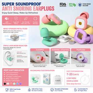 Tapones para los Oídos Súper Insonorizantes <span class=keywords><strong>Anti</strong></span> Ronquidos - Tapones de Silicona Reutilizables y Lavables para Dormir con Cancelación de Ruido, Venta al Por Mayor - Product Image 1