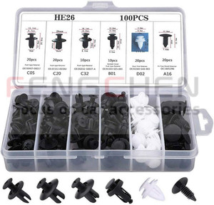 100pcs HE26 Car Bumper Retentor Clipes Nylon Fixadores Rebite Kit Porta Guarnição Painel Clipes Bumper Push Rivet Clipes Preto - Product Image 1