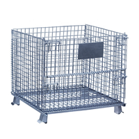 Cage en treillis métallique pour entrepôt, robuste, empilable, pliable, en acier galvanisé, cage de stockage, palettes avec roues