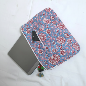 Handmade Cotton Laptop Sleeve Quilted Floral Design Lightweight Waterproof Business <b>Bag</b> Fashionable Simple for Office Protection - Product Image 1