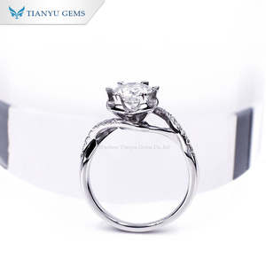 Tianyu Pavé Accent 925 Silver <b>Moissanite</b> Ring 0.5ct/1ct Solitaire Design Fine <b>Jewelry</b> for Women Gift - Product Image 2