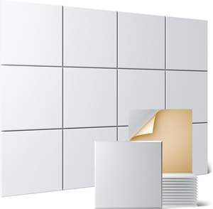 Paquete de 12 Paneles Acústicos Autoadhesivos de Madera de 12\" x 12\" x 0.4\", Paneles de Insonorización de PET Excelente para Paredes Decorativas - Product Image 1