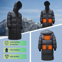 Veste d'hiver longue à fermeture éclair en tricot imperméable pour homme avec technologie auto-chauffante pour massage corporel