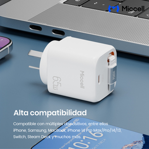 Cargador Universal Rápido Miccell 65W <span class=keywords><strong>para</strong></span> <span class=keywords><strong>iPhone</strong></span>, con Cable USB, Portátil y de Alta Velocidad <span class=keywords><strong>para</strong></span> Móviles y Laptops - Product Image 4