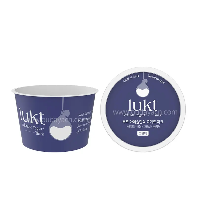 Vente en gros IML jetable 560ml tasse à boire en plastique pour yaourt récipient pot de baignoire avec couvercle pour animaux de compagnie