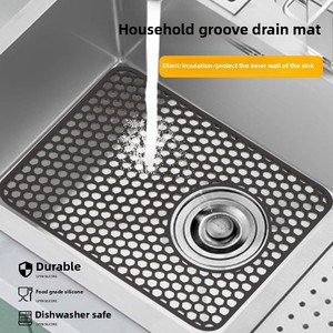 Open Hole Honeycomb 13.6 X 11.6 Inch <b>Silicone</b> Kitchen Sink <b>Mat</b> Dishwashing Dishwashing Hollow Bottom Anti-Scratch Anti-Slip - Product Image 5