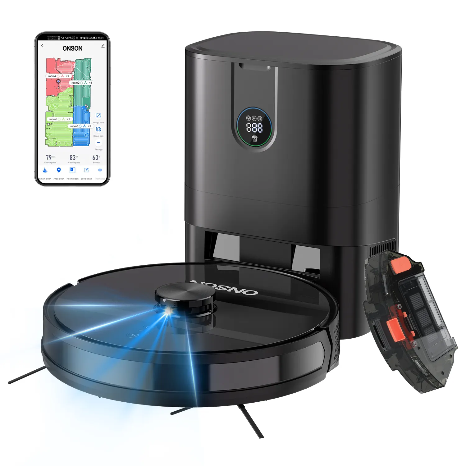 Onson Intelligente Lds Laser Navigatie Robot Stofzuiger Zelf Legen Wi-Fi Alexa Huishoudelijke Apparaat Stofzuiger