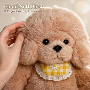 Lindo Perrito de Peluche con Babero Amarillo a Cuadros, Muñeco de Peluche Suave de Dibujos Animados, Diseño Único, Regalo para Niños para el Dormitorio - Product Image 5