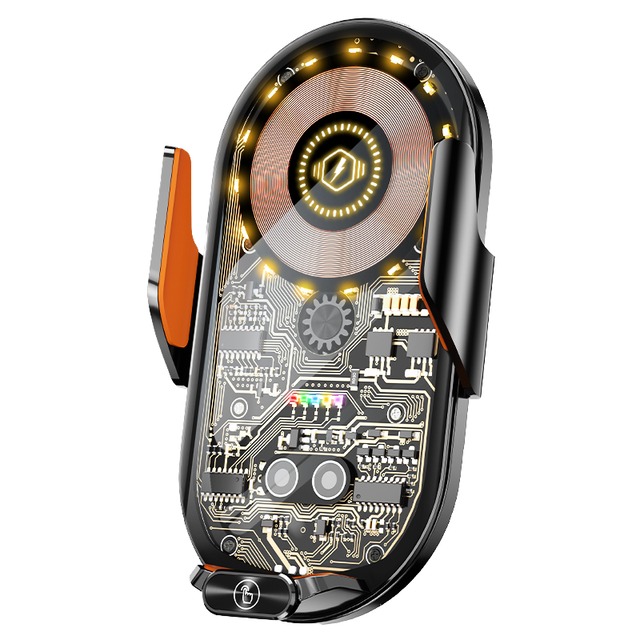 Hot Sale 15W Wireless Fast Charger Car Wireless Charging Holder with Cyberpunk Design Mobile Phone Holder