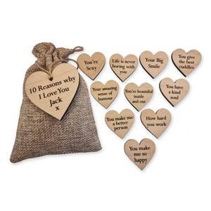Petites pièces en bois en forme <span class=keywords><strong>de</strong></span> coeur pour la Saint-Valentin Nouveau I Love You Ten Reasons Coffret cadeau en bois Prix d'usine Avantage pour enfants - Product Image 1