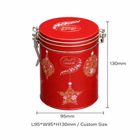Boîte cylindrique en fer blanc rouge de luxe personnalisée avec couvercle et impression offset pour l'emballage du thé, du café et du chocolat