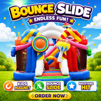Château Gonflable Commercial Thème Sucreries et Sucettes, Combo Château Gonflable Sweet Land avec Toboggan pour Location de Fêtes d'Enfants