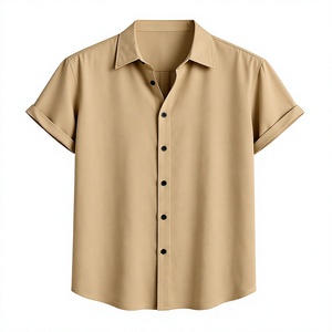 เสื้อเชิ้ตแขนสั้นสีกากีสำหรับผู้ชาย ทรงหลวม น้ำหนักเบา ลำลอง สำหรับวันหยุดฤดูร้อน ชุดชายหาด ขายส่ง - Product Image 1