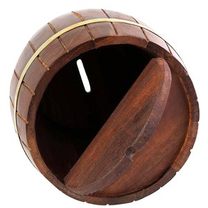 Regalo per bambini fatto a mano Vintage a forma di botte Vintage decorazione per la casa salvadanaio in legno salvadanaio salvadanaio - Product Image 4