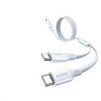Kabel Data Pengisian Daya 2-in-1 Tipe-C Bahan Nilon Pelindung Foil Kompatibel dengan iPhone