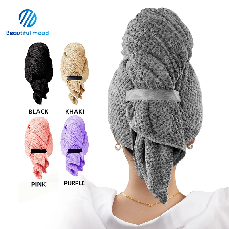 Goede Kwaliteit Wholesale Aangepaste Logo Grote Sneldrogend Super Zacht Meisje Vrouwen Microfiber Haar Handdoek