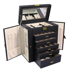 Grande portagioie in pelle chiudibile a chiave per le donne ragazze orecchino Organizer custodia per specchio funzionale in metallo <span class=keywords><strong>porta</strong></span> <span class=keywords><strong>gioielli</strong></span> - Product Image 1