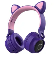 귀여운 HiFi Led 빛 빛난 이어폰 고양이 귀 머리띠 헤드폰 무선 도박 헤드폰