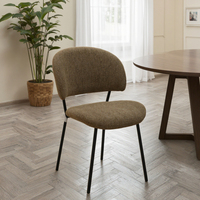 Chaises de salle à manger en tissu de style nordique moderne minimaliste, revêtement en lin, dossier, pieds en métal pour la maison, le bureau, l'appartement, la salle à manger
