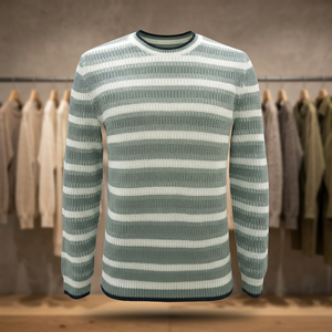 Men's Striped Knitted <b>Pullover</b> <b>Sweater</b> Long Sleeve Autumn Wear - Product Image 1