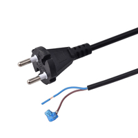 Cable de alimentación de CA de extremo abierto con enchufe estándar VDE de 2 pines con cable principal de goma 16A tipo SJTW para computadora y equipo médico