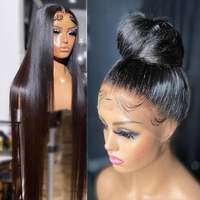 Vente en gros Hd Transparent Full Lace Front Wig Perruques de cheveux humains brésiliens bruts, V Part 360 Lace Frontal Perruques de cheveux humains Tag