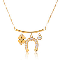 Collar de lujo de gama alta de acero de titanio Serie de herradura Pendientes colgantes Pulsera de acero inoxidable con borde cruzado Cute Zirconia
