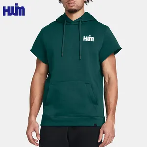 पुरुषों के वर्कआउट हुड वाले टॉप जेब के साथ उच्च गुणवत्ता वाले स्पोर्ट जिम शर्ट पुरुषों के लिए ऊनी एथलेटिक शॉर्ट स्लीव हुडी
