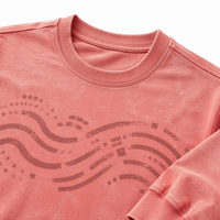 T-shirt à manches longues en polaire brossée, coupe oversize et carrée, motif graphique abstrait Snow Wash, style streetwear