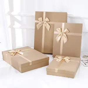 Popular Craft Ribbon Bow Closure Clothing Packaging Wrap Rectangular Care Package Care Gift Set Hygge Gift Box