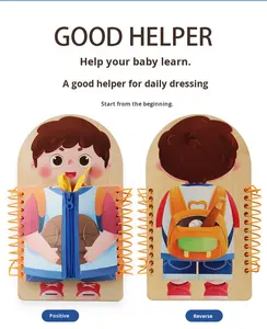 Mainan pelatihan keterampilan Motor halus papan sibuk kayu alat bantu pendidikan pembelajaran dini montesori untuk balita berkancing - Product Image 5