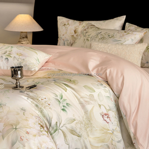 Nuovo Arrivo Set Copripiumino Lusso Quattro Pezzi King French Vintage Motivo Vegetale Lavorato a Maglia 100% Cotone Reversibile Traspirante 300 Fili - Product Image 3