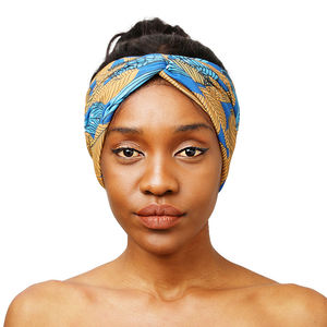 Venta al por mayor de accesorios para el cabello con logotipo personalizado, torcido turbante con patrón africano, diadema Boho Lady Bandeau, banda ancha para el cabello para mujer - Product Image 2