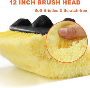 Brosse de lavage pour voiture, camion, bateau, tête de brosse de 12 pouces, rallonge d'eau avec interrupteur Brosse de lavage pour voiture avec long manche - Product Image 3
