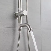 Robinet de douche mural moderne et simple en acier inoxydable 304, avec pommeau de douche massant à jet unique et finition brossée