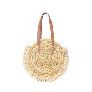 Sac de plage en paille tressé rond 45x45 cm pour l'été - Product Image 1