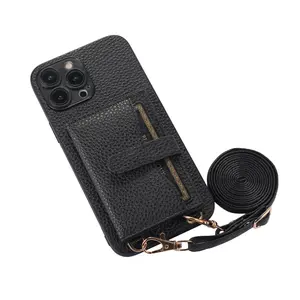 Kickstand लिफाफा मोबाइल फोन बैग जेब कार्ड धारक का पट्टा कवर iphone के लिए सेलफोन प्रकरण पाउच 11 12 13 प्रो मैक्स