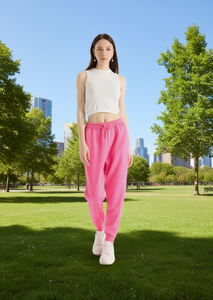 Pantalones Harem para Mujer, Cintura Alta, Largos, de Felpa, Algodón y Elastano, Corte Holgado, Color Sólido, con Cordón, Casuales, para Primavera - Product Image 2