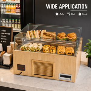 Electric Commercial Refrigerated Sandwich Display Cabinet with Glass Cover Stainless Steel Shelf for Cafe Bakery Snack Bar - Product Image 5