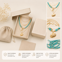 Ensemble de colliers superposés pour femmes, pendentif coquillage doré, chaîne à perles, breloque poisson, bijoux d'été pour la plage et l'océan, cadeau