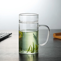 Ensemble de café glacé artisanal de luxe moderne 300 ml en verre borosilicate avec filtre, écologique, résistant à la chaleur, tasse à thé pour l'été