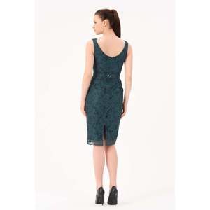 DANS Women's Elegant <b>Emerald</b> Green Casual Long Sleeve <b>Dress</b> with O-Neck Collar, Available in Multiple Sizes 38-42 - Product Image 4
