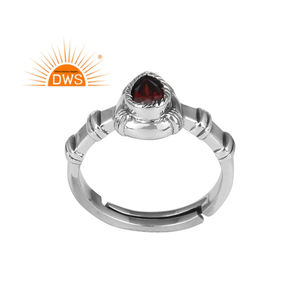 Handmade Designer Sterling Silver <b>Oxidized</b> Ring Natural Red Garnet Ring Gemstone Rings Jewelry Supplier Dainty Collection - Product Image 1