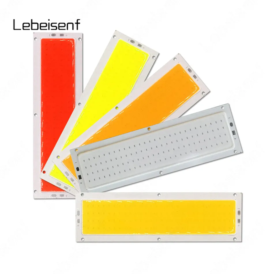 High Power 10W LED COB Flip Chip Lamp Aluminum Plate DC 12-14V 900mA 120*36mm Surface Light Source Warm Natural White Red Blue