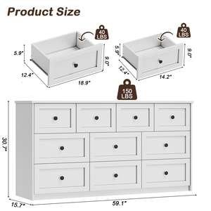 <span class=keywords><strong>Commode</strong></span> en bois directe d'usine pour chambre à coucher avec 10 tiroirs de rangement, grandes commodes et coffres en bois blanc extra larges, - Product Image 6