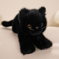 Peluche réaliste de chat couché, jouet en peluche doux avec queue longue
